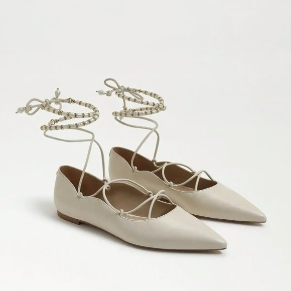 Sam Edelman Shoes - Sam Edelman Women's Winslet Ivory Beaded Lace-Up Flats, Size 10